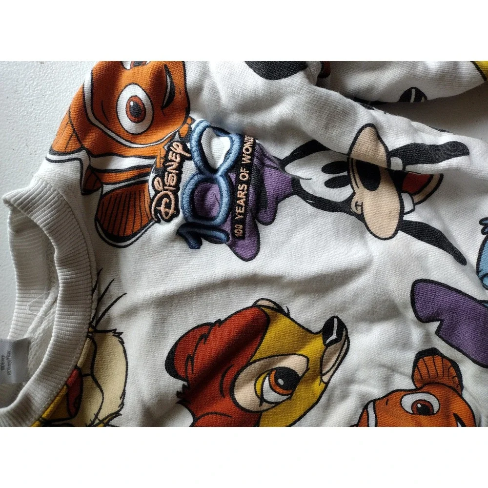 Disney 100 Years of Wonder Kids‎ Sweatshirt Mickey Nemo Stitch Woody Cream 3t/4t